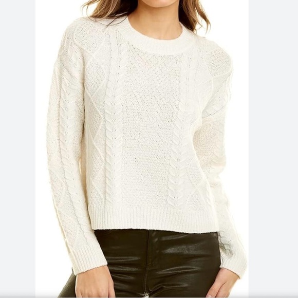 Vince Sweaters - Vince Merino Wool Blend Cable Knit Sweater Cream Lg